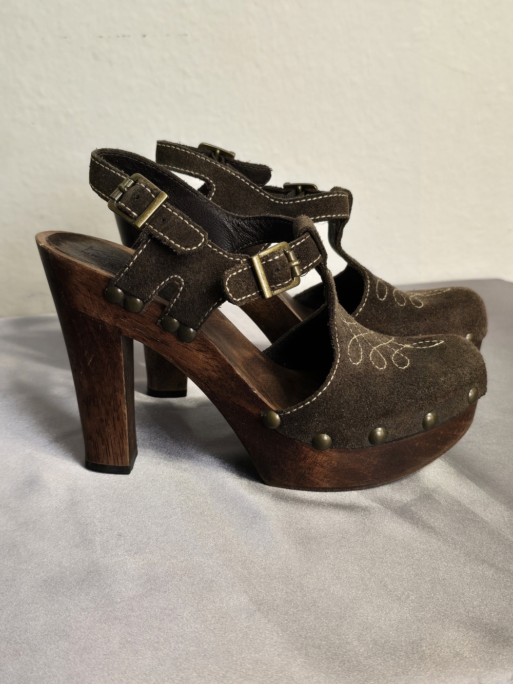 Michael Kors Brown Suede Buckle Clog Heels - Women's - Picture 3 of 12